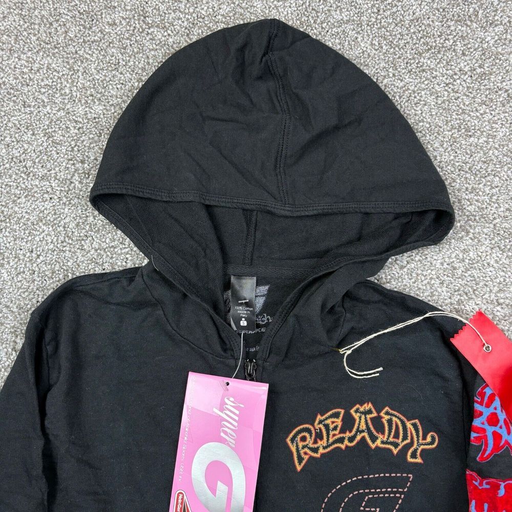NWT Vintage Y2K Super G Hoodie Womens S Black Ready Action Hein Gericke Grunge - Picture 5 of 13